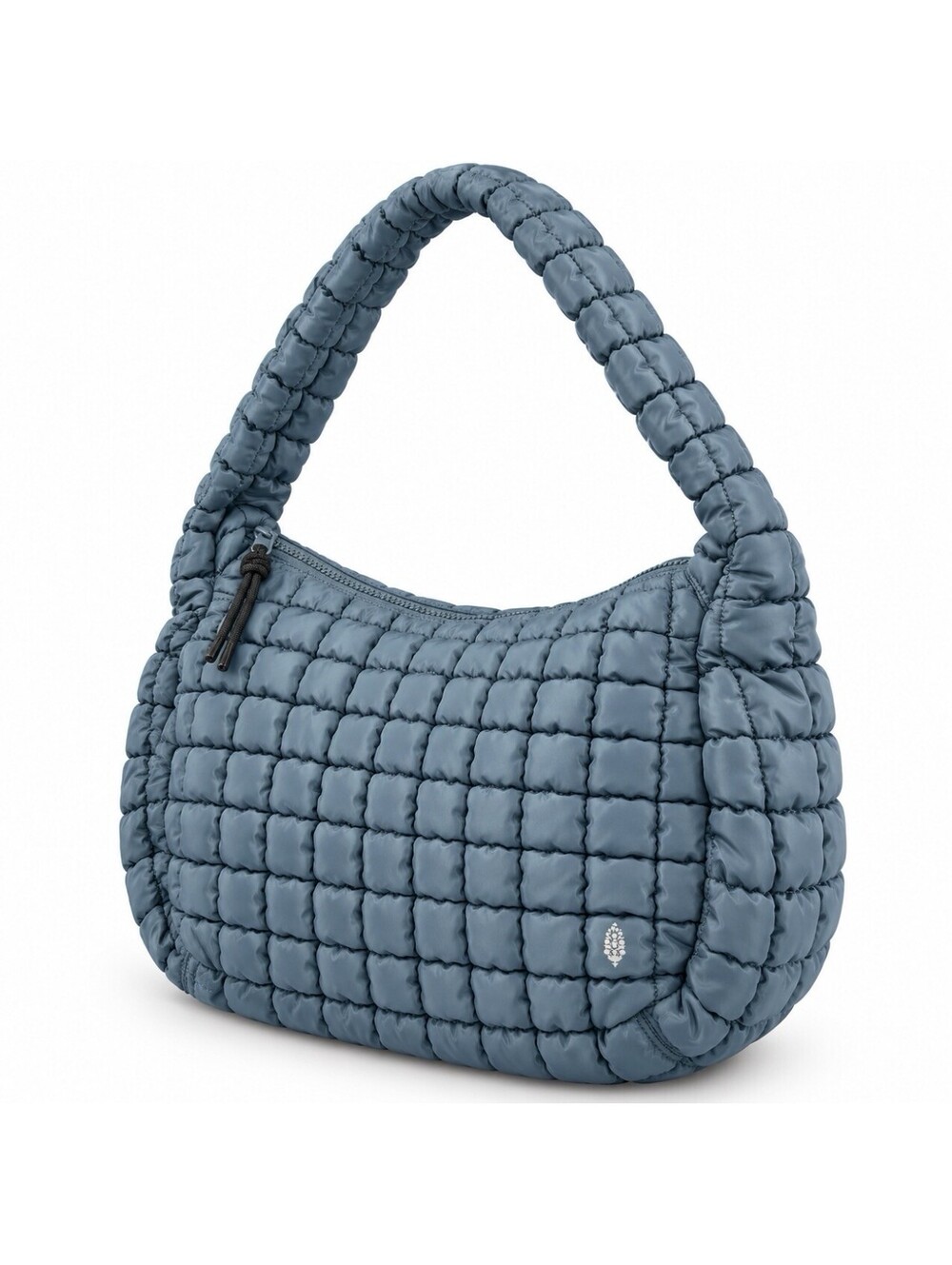 Free People Movement Quilted Puffer Shoulder Bag Blue Zip Tote Handbag New